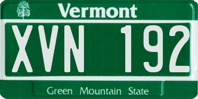 VT license plate XVN192