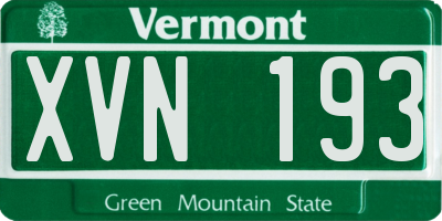 VT license plate XVN193