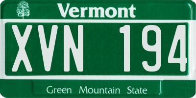 VT license plate XVN194