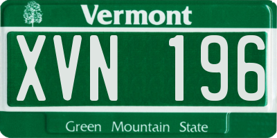 VT license plate XVN196