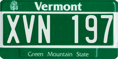 VT license plate XVN197