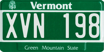 VT license plate XVN198