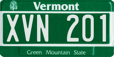 VT license plate XVN201