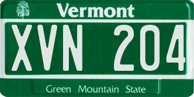 VT license plate XVN204