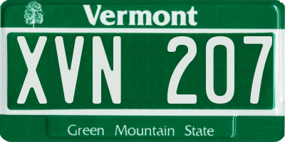 VT license plate XVN207