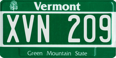 VT license plate XVN209