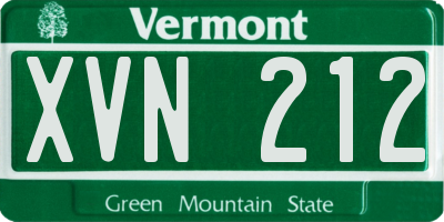 VT license plate XVN212