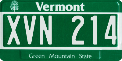 VT license plate XVN214