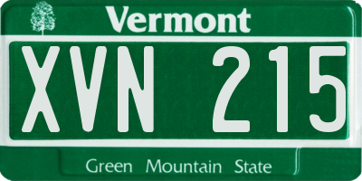 VT license plate XVN215