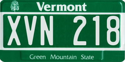 VT license plate XVN218