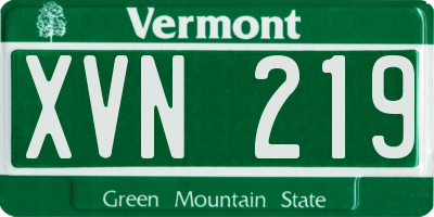 VT license plate XVN219
