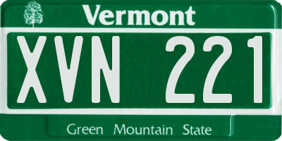 VT license plate XVN221