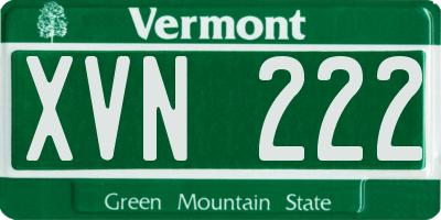 VT license plate XVN222