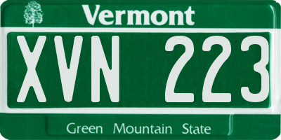 VT license plate XVN223