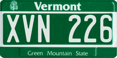 VT license plate XVN226