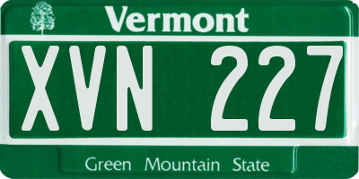 VT license plate XVN227