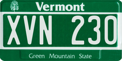 VT license plate XVN230