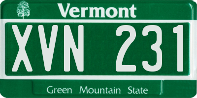 VT license plate XVN231