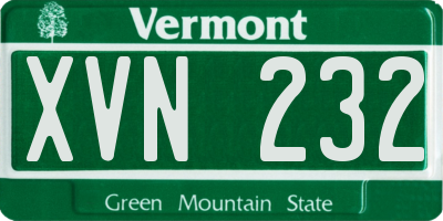 VT license plate XVN232