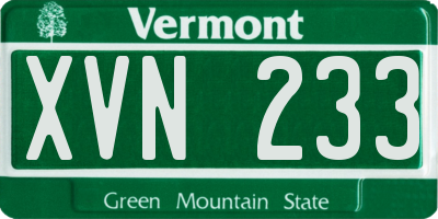 VT license plate XVN233