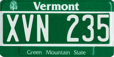 VT license plate XVN235