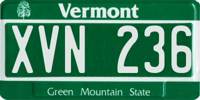 VT license plate XVN236