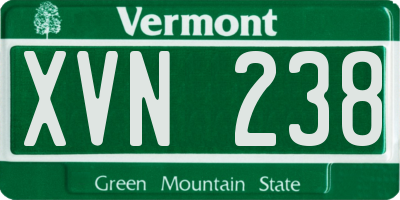 VT license plate XVN238