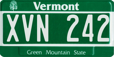 VT license plate XVN242