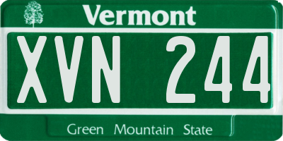 VT license plate XVN244