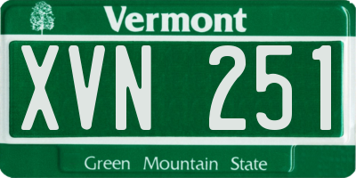 VT license plate XVN251