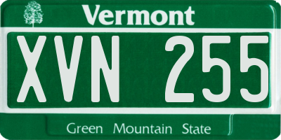 VT license plate XVN255