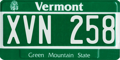 VT license plate XVN258