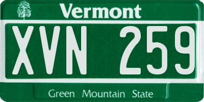 VT license plate XVN259