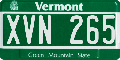 VT license plate XVN265