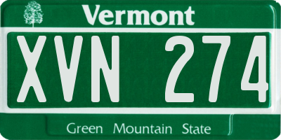 VT license plate XVN274