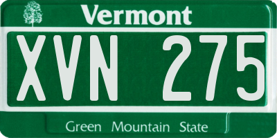 VT license plate XVN275