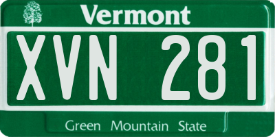 VT license plate XVN281