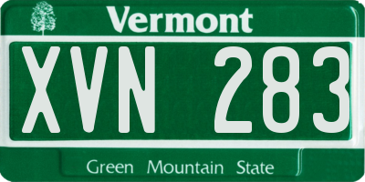 VT license plate XVN283