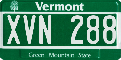 VT license plate XVN288