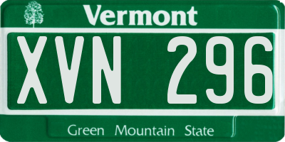 VT license plate XVN296