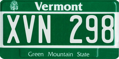 VT license plate XVN298