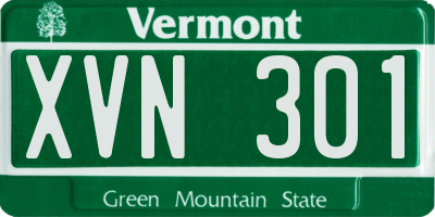 VT license plate XVN301