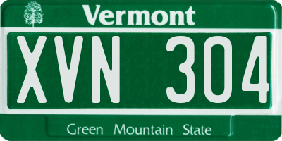 VT license plate XVN304