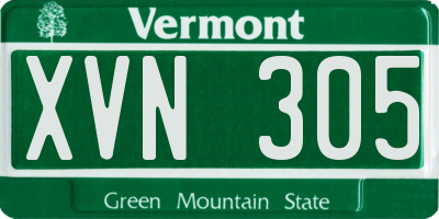 VT license plate XVN305