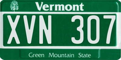 VT license plate XVN307
