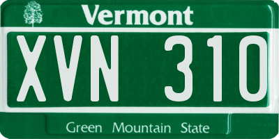 VT license plate XVN310