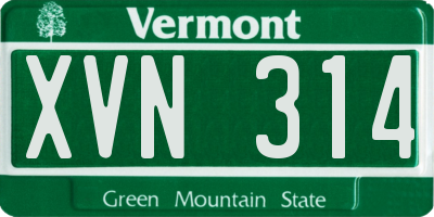 VT license plate XVN314