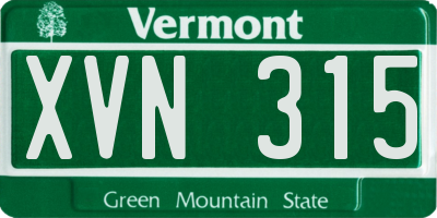 VT license plate XVN315