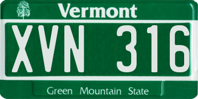 VT license plate XVN316
