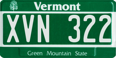 VT license plate XVN322